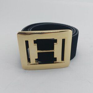 Halston Heritage Wide Black Leather/Suede Belt